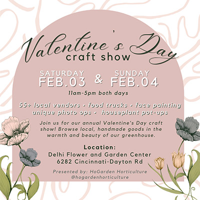 Join us on February third and fourth from 11am to 5pm for our annual Valentine's Day craft show!