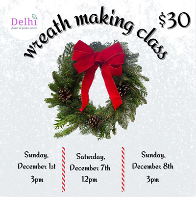 Learn how to make a festive holiday wreath with us. Multiple dates.