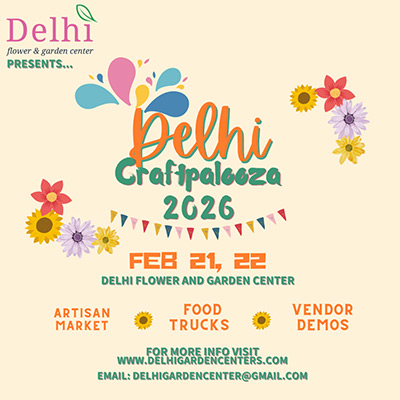 Delhi Flower and Garden Center presents: Craftpalooza 2026! Join us on February 21st and 22nd for an artisan market with food trucks and vendor demos.