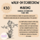 Walk in any time from 11AM to 4PM on Sunday October 6th for a scarecrow making session! No registration necessary but $30 to participate.